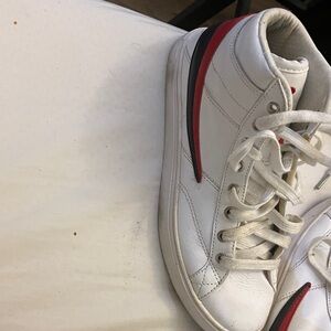 Fila White Sneakers with Red and Black Accents